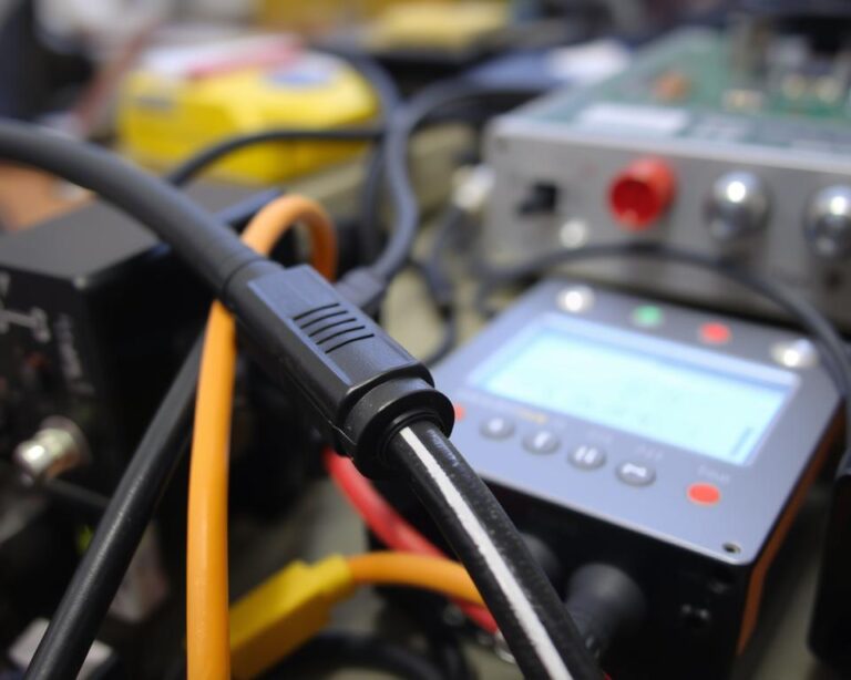 Przewód elektryczny - czarny kabel z białym paskiem.