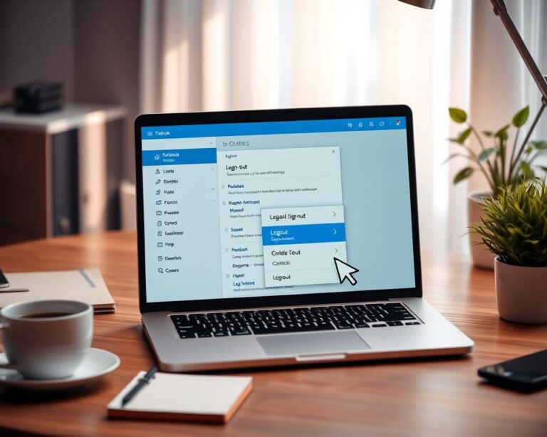 Wyloguj się z Outlook - obraz przedstawiający krok po kroku proces wylogowywania się z konta.