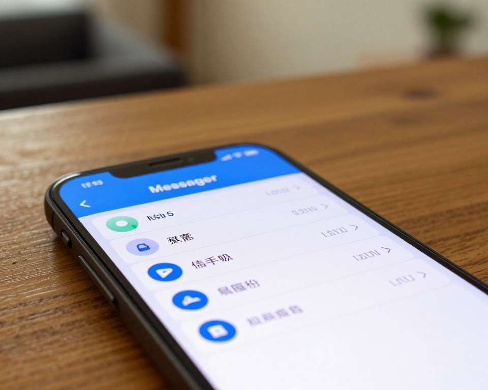 A close-up view of an iPhone screen displaying the sound settings for Messenger, showcasing a vibrant interface with clear icons and options related to voice messages. In the foreground, the smartphone is placed on a wooden table with soft natural lighting illuminating the screen. The middle section features subtle reflections of electronic components, symbolizing technology. In the background, there are blurred elements of a cozy living room environment, providing context without distraction. The mood is focused and informative, aiming to convey the importance of sound settings for seamless communication, emphasizing clarity and ease of use. A close-up view of an iPhone screen displaying the sound settings for Messenger, showcasing a vibrant interface with clear icons and options related to voice messages. In the foreground, the smartphone is placed on a wooden table with soft natural lighting illuminating the screen. The middle section features subtle reflections of electronic components, symbolizing technology. In the background, there are blurred elements of a cozy living room environment, providing context without distraction. The mood is focused and informative, aiming to convey the importance of sound settings for seamless communication, emphasizing clarity and ease of use.