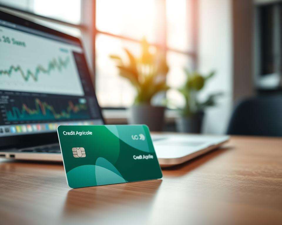 A Credit Agricole electronic banking identifier displayed prominently in a modern office setting, resting on a sleek wooden desk. The identifier appears as a sophisticated, digital card, featuring a minimalistic design with shades of green and white, embodying the bank's branding. In the background, a blurred laptop screen shows graphs and financial data, symbolizing online banking activities. Soft, natural light filters through a nearby window, creating a warm and professional atmosphere. The scene is captured from a slight angle, emphasizing the card while maintaining focus on the tech-savvy environment, conveying a sense of security and importance related to the identifier in managing finances effectively. A Credit Agricole electronic banking identifier displayed prominently in a modern office setting, resting on a sleek wooden desk. The identifier appears as a sophisticated, digital card, featuring a minimalistic design with shades of green and white, embodying the bank's branding. In the background, a blurred laptop screen shows graphs and financial data, symbolizing online banking activities. Soft, natural light filters through a nearby window, creating a warm and professional atmosphere. The scene is captured from a slight angle, emphasizing the card while maintaining focus on the tech-savvy environment, conveying a sense of security and importance related to the identifier in managing finances effectively.